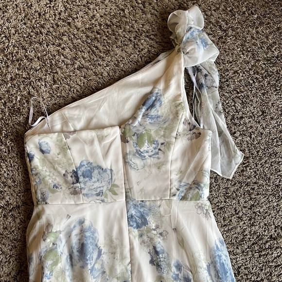 After Six Chiffon Draped One Shoulder Cocktail Weeding Guess Floral Maxi Size 12 - Picture 10 of 12